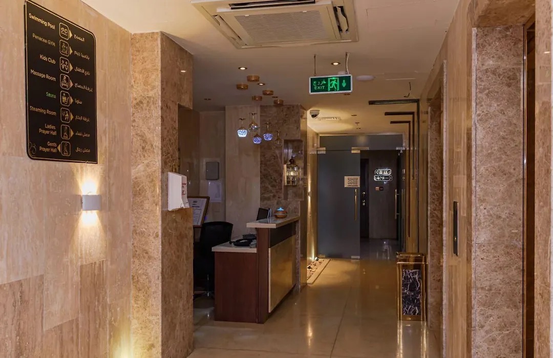 Hotel corridor with marble floors